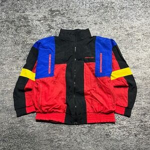 Vintage 90s Adidas Windbreaker Jacket Full Zip Mens Medium Colorful Sporty